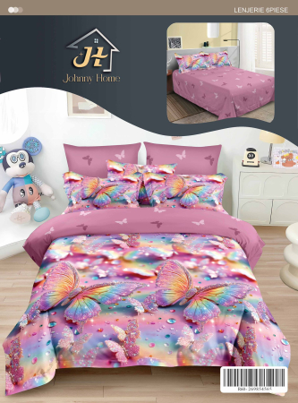 Cearceaf normal - Lenjerie De Pat Finet Superior 5D - Fluturasi Cu Sclipici