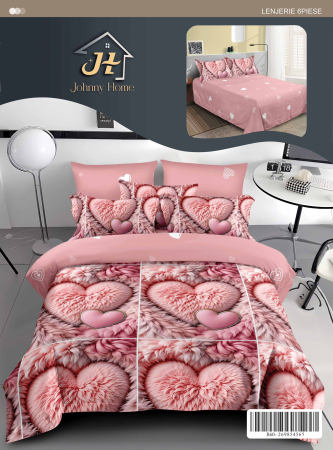 Cearceaf normal - Lenjerie De Pat Finet Superior 5D - Inimioare Roz Pufoase