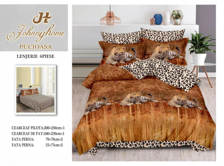 Bumbac Tip Finet 6 Piese - Lenjerie De Pat Finet Superior - Animal Print