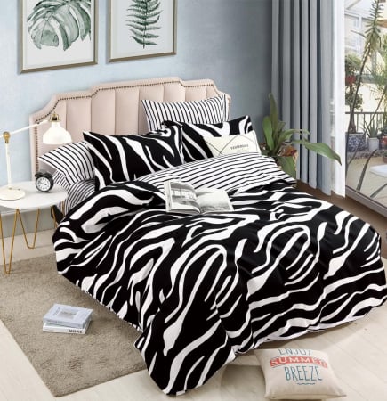 Bumbac Tip Finet Cu Elastic - Lenjerie De Pat Finet Superior Cu Elastic - Zebra