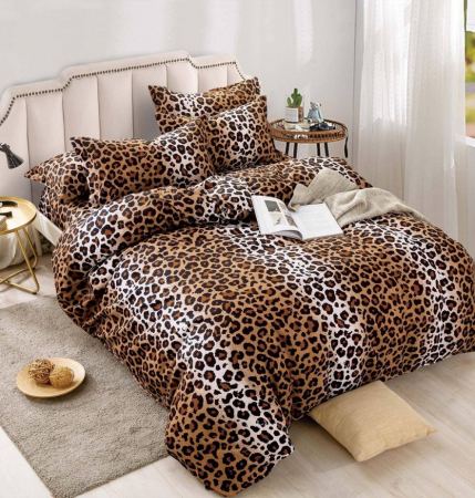 Bumbac Tip Finet Cu Elastic - Lenjerie De Pat Finet Superior Cu Elastic - Brown Animal Print