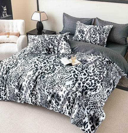 Cearceaf cu elastic - Lenjerie De Pat Finet Superior Cu Elastic - Gri Animal Print