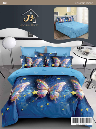 Bumbac Tip Finet - Lenjerie De Pat Finet Superior - Fluturi Colorati Si Stelute