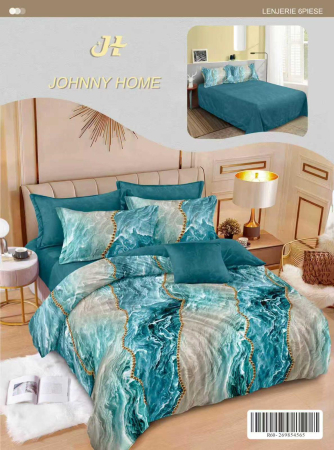 LENJERII DE PAT - Lenjerie De Pat Finet Superior - Marmura Turcoaz