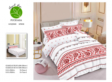 Bumbac Tip Finet 6 Piese - Lenjerie De Pat Finet - Traditional Print