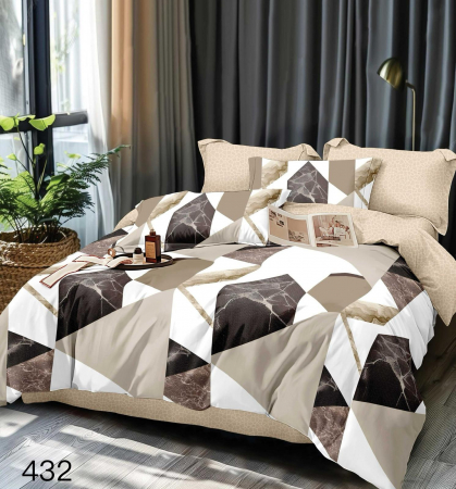 Bumbac Tip Finet 6 Piese - Lenjerie De Pat Finet - Geometrie Naturala