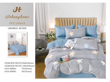 Bumbac Tip Finet 6 Piese - Lenjerie De Pat Finet - Stelute Colorate