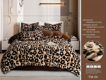 Lenjerii Pufoase Fluffy/Rabbit - Lenjerie De Pat Fir Scurt Blana Artificiala Iepure Cu Elastic - Rabbit Animal Print Maro