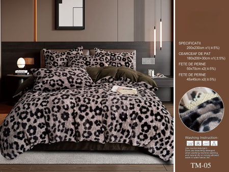 Lenjerii Pufoase Fluffy/Rabbit - Lenjerie De Pat Fir Scurt Blana Artificiala Iepure Cu Elastic - Rabbit Animal Print Maro Inchis