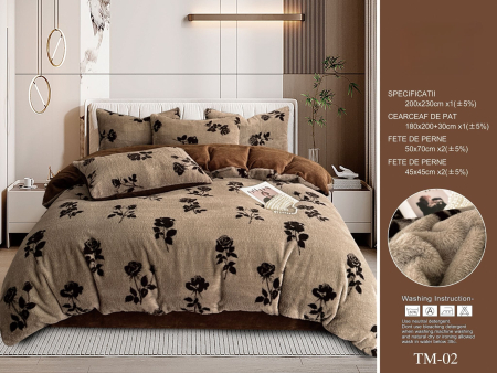 Lenjerii Pufoase Fluffy/Rabbit - Lenjerie De Pat Fir Scurt Blana Artificiala Iepure Cu Elastic - Rabbit Trandafiri