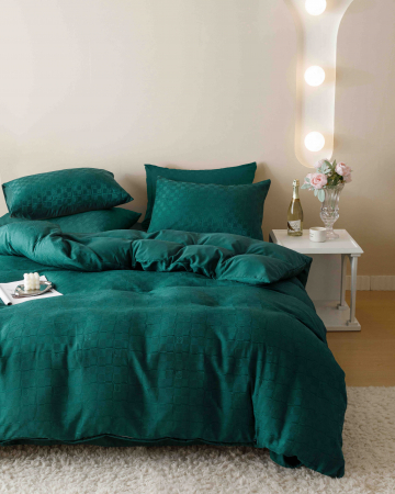 Lenjerie De Pat Jacquard Finetat UNI - Verde Smarald [7]
