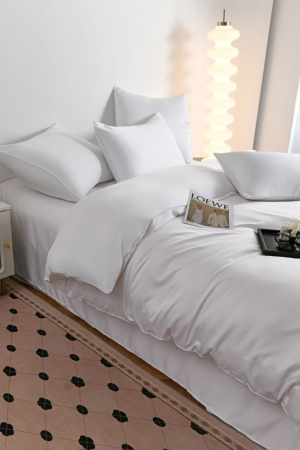 Lenjerie De Pat Premium Din Matase 6 Piese - Alb [4]