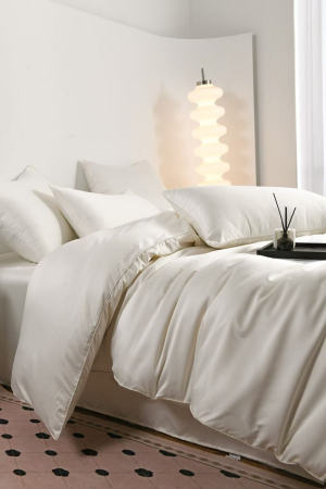 LENJERII DE PAT - Lenjerie De Pat Premium Din Matase 6 Piese - Alb Unt