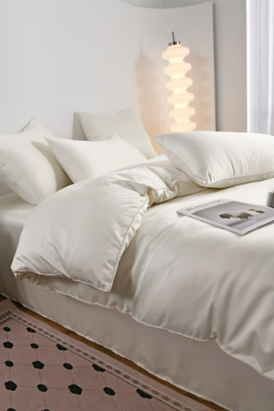 Lenjerie De Pat Premium Din Matase 6 Piese - Alb Unt [17]