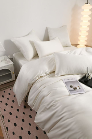 Lenjerie De Pat Premium Din Matase 6 Piese - Alb Unt [16]