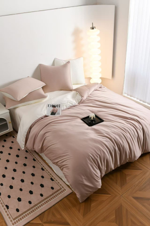 Lenjerie De Pat Premium Din Matase 6 Piese - Bej Si Crem [14]