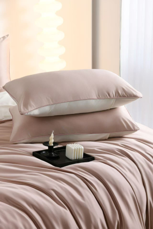 Lenjerie De Pat Premium Din Matase 6 Piese - Bej Si Crem [1]