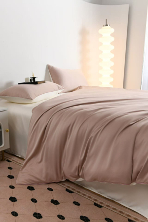 Lenjerie De Pat Premium Din Matase 6 Piese - Bej Si Crem [6]