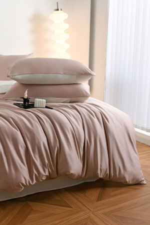 Lenjerie De Pat Premium Din Matase 6 Piese - Bej Si Crem [7]