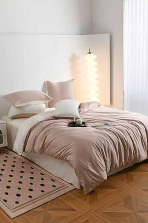 Lenjerie De Pat Premium Din Matase 6 Piese - Bej Si Crem [18]