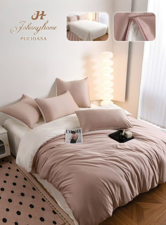 Lenjerii Matase - Lenjerie De Pat Premium Din Matase 6 Piese - Bej Si Crem