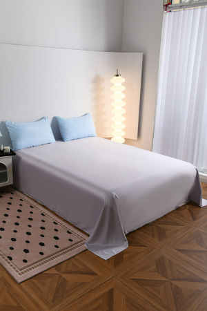 Lenjerie De Pat Premium Din Matase 6 Piese - Bleu [4]