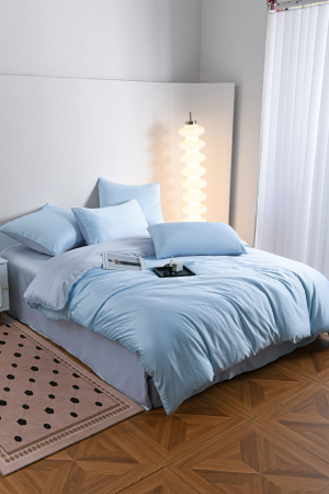 Lenjerie De Pat Premium Din Matase 6 Piese - Bleu [1]