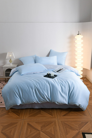 Lenjerie De Pat Premium Din Matase 6 Piese - Bleu [10]