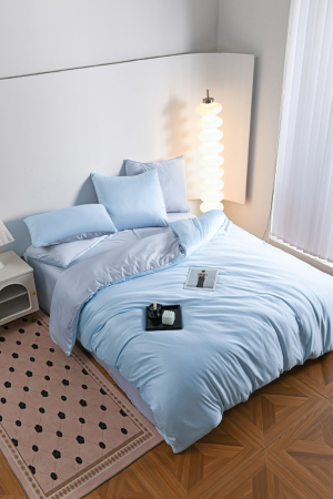 Lenjerie De Pat Premium Din Matase 6 Piese - Bleu [8]