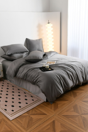 Lenjerie De Pat Premium Din Matase 6 Piese - Gri [3]