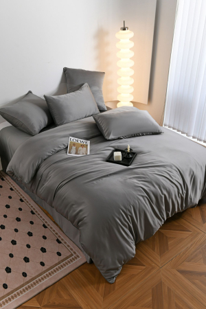 Lenjerie De Pat Premium Din Matase 6 Piese - Gri [7]