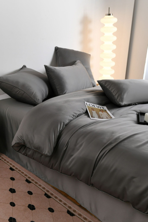 Lenjerie De Pat Premium Din Matase 6 Piese - Gri [11]