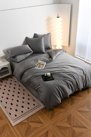 Lenjerie De Pat Premium Din Matase 6 Piese - Gri [10]