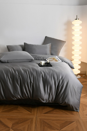 Lenjerie De Pat Premium Din Matase 6 Piese - Gri [9]