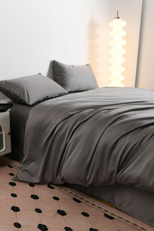 Lenjerie De Pat Premium Din Matase 6 Piese - Gri [5]