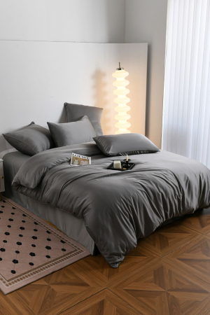 Lenjerie De Pat Premium Din Matase 6 Piese - Gri [15]