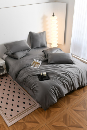 Lenjerie De Pat Premium Din Matase 6 Piese - Gri [2]