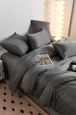Lenjerie De Pat Premium Din Matase 6 Piese - Gri [6]