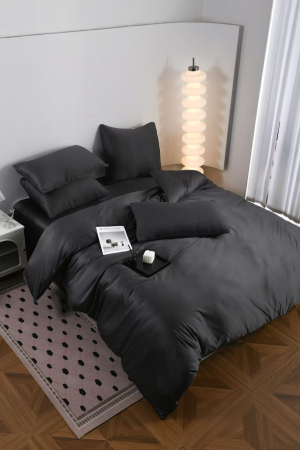 Lenjerie De Pat Premium Din Matase 6 Piese - Gri Antracit [10]