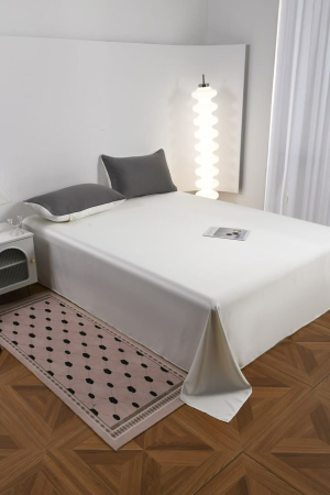 Lenjerie De Pat Premium Din Matase 6 Piese - Gri Cu Gri Deschis [2]