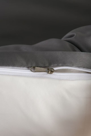 Lenjerie De Pat Premium Din Matase 6 Piese - Gri Cu Gri Deschis [11]