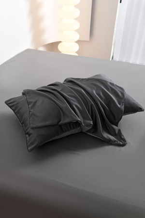 Lenjerie De Pat Premium Din Matase 6 Piese - Gri Inchis Si Gri Deschis [16]