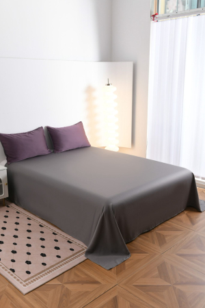 Lenjerie De Pat Premium Din Matase 6 Piese - Gri Si Violet [6]