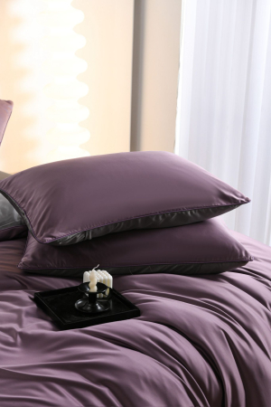 Lenjerie De Pat Premium Din Matase 6 Piese - Gri Si Violet [19]