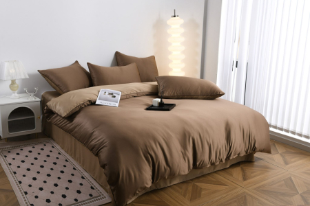 Lenjerie De Pat Premium Din Matase 6 Piese - Maro [10]