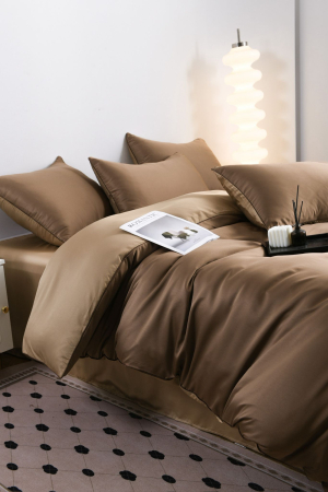 Lenjerie De Pat Premium Din Matase 6 Piese - Maro [3]