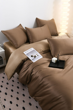 Lenjerie De Pat Premium Din Matase 6 Piese - Maro [18]