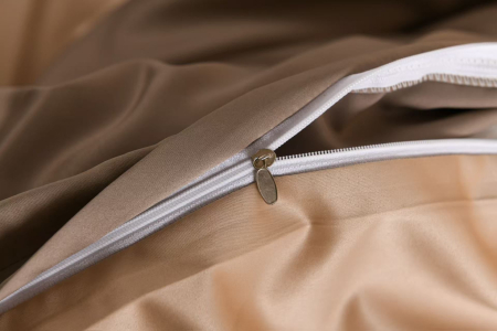 Lenjerie De Pat Premium Din Matase 6 Piese - Maro Si Bej [5]