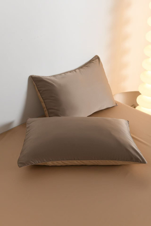 Lenjerie De Pat Premium Din Matase 6 Piese - Maro Si Bej [3]