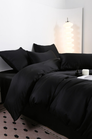 Lenjerie De Pat Premium Din Matase 6 Piese - Negru [6]